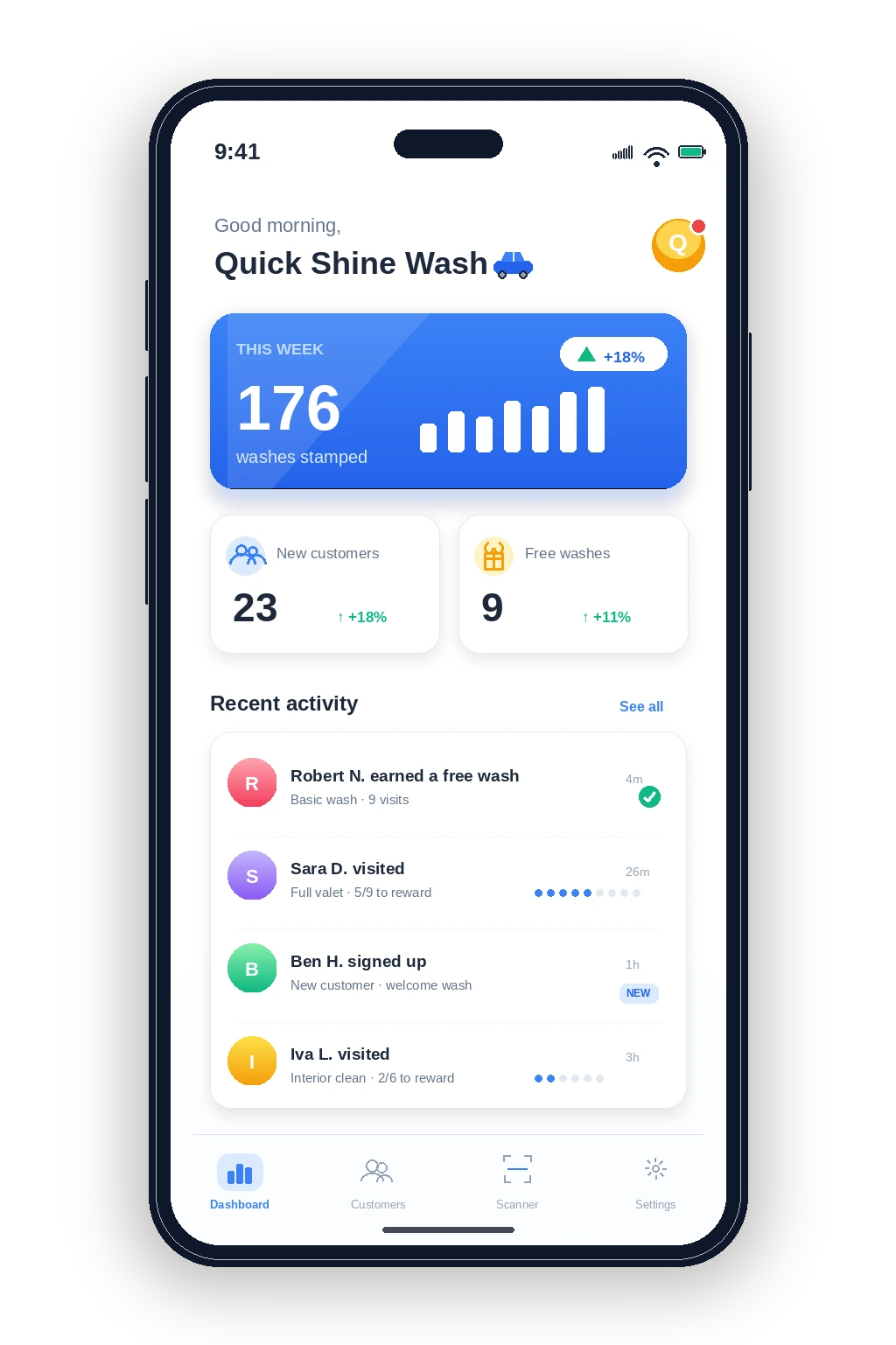 Carthy loyalty card app on phone for car wash